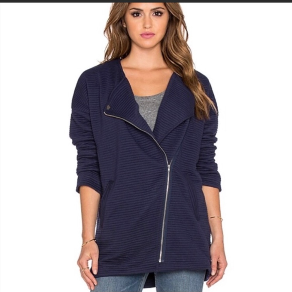 MINKPINK ribbed  gray Take Care style Moto jacket. Great condition. Size XS.